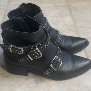 ✔️STEVE MADDEN black leather motorcycle booties boots size 9M